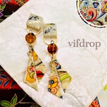 【モダンカラフル柄】さんかく&エジプト柄タイルの和風ピアス イヤリング