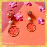 赤とんぼ玉パールフープピアス
