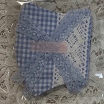 ⭐ 夏用マスク (水色ギンガムチェック＋コットン刺繍レース)·····1個  (写真3枚目)