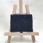 【u様専用】キラキラ✨ビーズのファスナーポーチ【ネイビー】