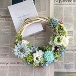 [送料込み]* Green gabera x  Hydrangea * wreath * II  ハーフリース ギフト 