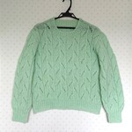手編み並太モヘアセーター(きみどり)