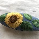 太陽　刺繍バレッタ