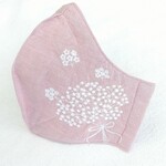 リネン 混  の  刺繍  マスク おしゃれ  マスク   ガーゼ  ワイヤー入り   大人   立体