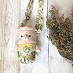 送料無料♪ふわふわペールオレンジ（昔でいう肌色）くまちゃんの水筒カバー♪