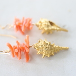 14KGF coral pierce[kgf3337] 