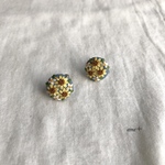 向日葵と小花　刺繍イヤリング／ピアス