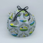 サテンリボンの丸い巾着袋♪アニマルズ♪グレー