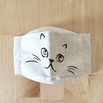 キッズ 猫柄の折り上げマスク ポケット付き