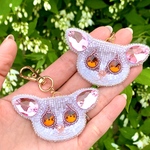 ショウガラゴの顔のみビーズ刺繍