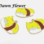 【D-0019】10pcs　魚をくわえたネコ　寿司　30×22mm　イエロー　チャーム