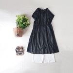 【2枚限定】コットンサテンレース後リボンワンピース　black