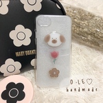 わんちゃんと赤いチューリップのiPhoneケース