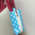 ターコイズブルー水玉柄ランドセル用キーケース