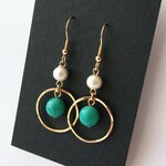 ターコイズとフープのピアス