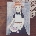 薔薇を摘む少女