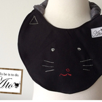 再販 黒ネコちゃんの刺繍ゴム式おしゃれスタイ★