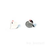 文鳥 プラ板ピアス 鳥 3953-3955