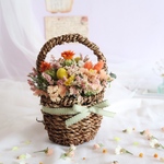 summer orange flower basket　ドライフラワー　ギフト　誕生日