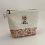 dera0819様オーダー品☆犬の手刺繍の化粧ポーチ