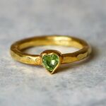 SALE＊古代スタイル＊天然ペリドット　ハート　指輪＊8号　GP