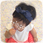 0歳〜＊ネイビーデニム＊ベビー キッズ リボン ヘアバンド＊ベビーヘアバンド