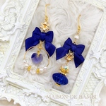 ＊Parfum Briller ＊リボンピアス イヤリング  エッグプラントネイビー