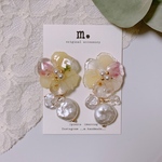 ꫛꫀꪝ♥2way♡つぶつぶとビオラ風お花ピアス/イヤリングNo.129