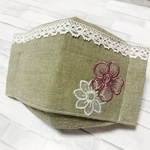 【送料無料】立体マスク グリーン Flower