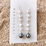 Tahitian and White Pearl  Long Earrings