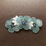 レースのお花のリボン　ブルー系3つ
