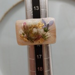 アクリルおおぶりリング ベージュマーブル