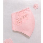 接触冷感生地　リネン　夏マスク　ひんやりマスク　ワイヤー入り　花柄刺繍のマスク　布マスク　おしゃれマスク　マスク