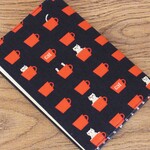 【文庫本】ゴムバンド栞付ブックカバー★カップ ねこ★ネイビー