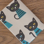 再販【文庫本】ゴムバンド栞付ブックカバー★黒ねこ猫
