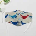 即納】① 2〜３歳用 クジラの親子 キッズ マスク サラッとした布製 立体 フィット マスク 綿麻キャンバス 子供用