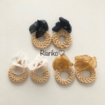 ラタン♡ シフォンフラワー♡ ピアス✧イヤリング