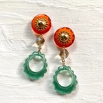 インポートボタンピアス【レッド】