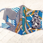 在庫あり♥オシャレ*マリン柄 スカーフ 大人用 立体 布 マスク(完成品)