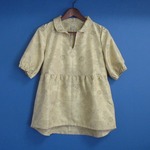 【送料無料】紬の半袖ブラウス（着物リメイク）1点もの