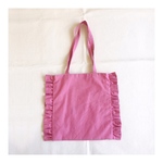 フリルトートバック　　pink 濃