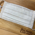 ＊再販⑥＊♫送料無料♫夏用マスク　大人用シンプルマスク　コットン刺繍生地　生成り　プリーツマスク【ノーズワイヤー入り】