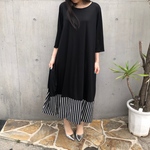 【STRIPED LONG DRESS】color:black