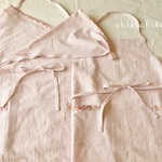 【saw...様ご予約品】 親子エプロン＆三角巾セット（ピンクストライプ）