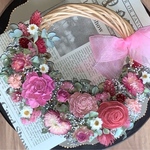 ドライフラワーのリース🌙pink＆pink