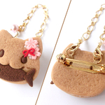 【オーダー品】ブローチ・バックチャーム2wayネコさんクッキー