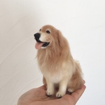 羊毛フェルトのゴールデンレトリバー 手のひらサイズ