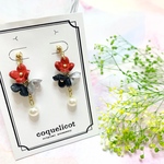 送料無料＊3色の小ぶりのお花　レザーピアス⑤