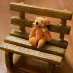 <身長約3.5センチ>ミニチュアサイズのハンドメイドテディベア（オレンジブラウン）