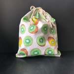 裏つき仕立ての巾着 Big　　爽やかキウイフルーツ柄　K10